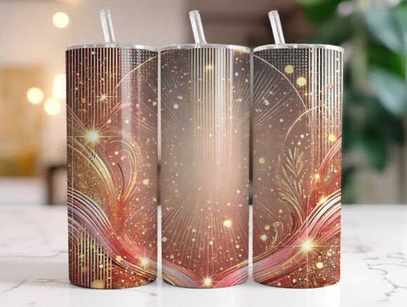 20 Oz Rose Gold Abstract Tumbler Wrap Graphics