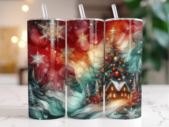 Christmas Alcohol Ink 20oz Tumbler Wrap