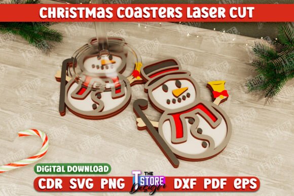 Christmas Coaster Holiday Snowman: Laser Cutting Winter Amp Asset
