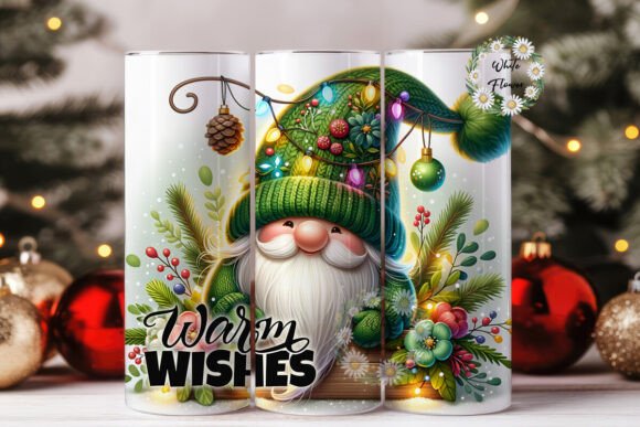Christmas Gnome Warm Wishes Tumbler Wraps Graphics
