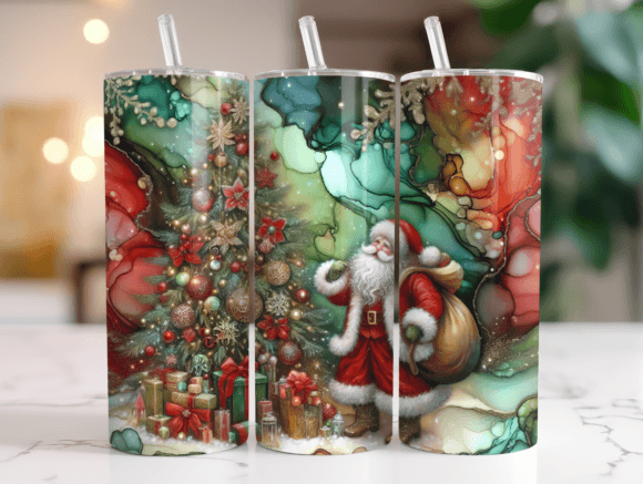 Colorful Christmas Tumbler Wrap 20oz PNG Graphics