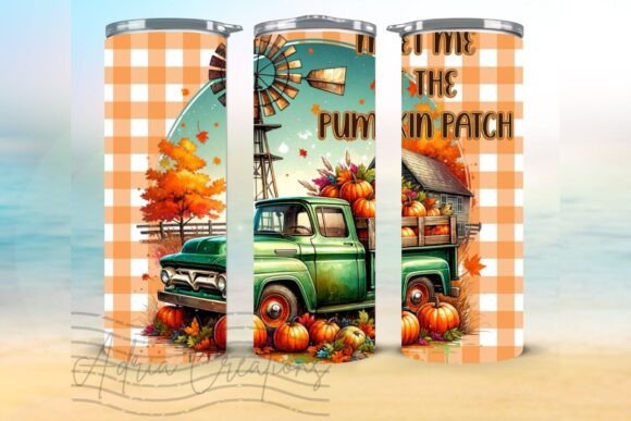 Fall Truck and Pumpkin Sublimation PNG: Graphics for Tumbler Wraps & Content