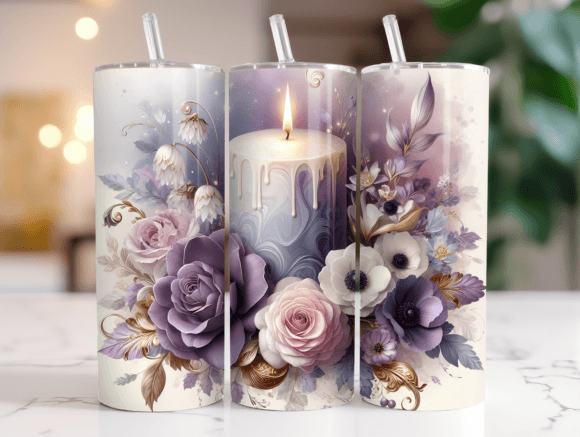 Luxury Floral Bouquet Tumbler Wraps Graphics