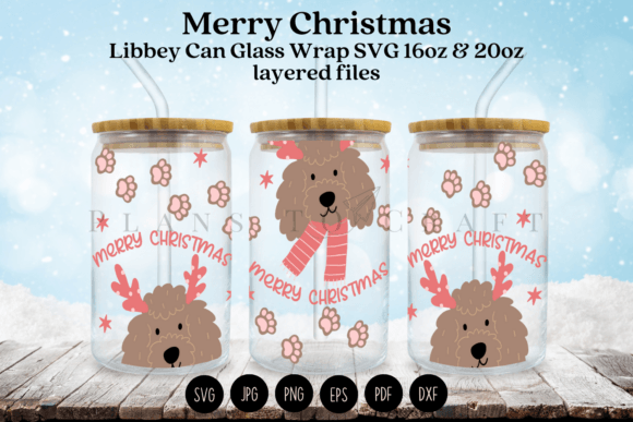 Merry Christmas Dog Libbey Glass Wrap: Graphics & Tumbler Wraps