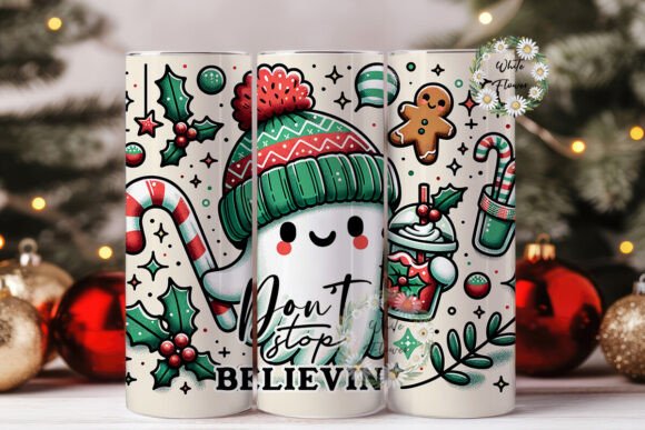 Retro Ghost Santa Don’t Stop Believin’ Graphics & Tumbler Wraps