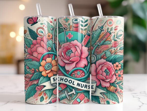 School Nurse 20 Oz Tumbler Wrap PNG Graphics